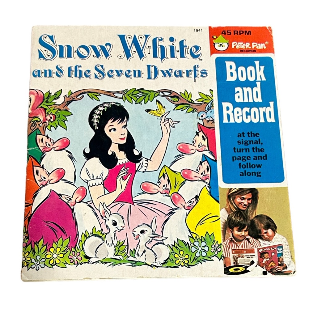 Vintage Peter Pan Snow White And The Seven Dwarfs Read Along Book & Vinyl Record
